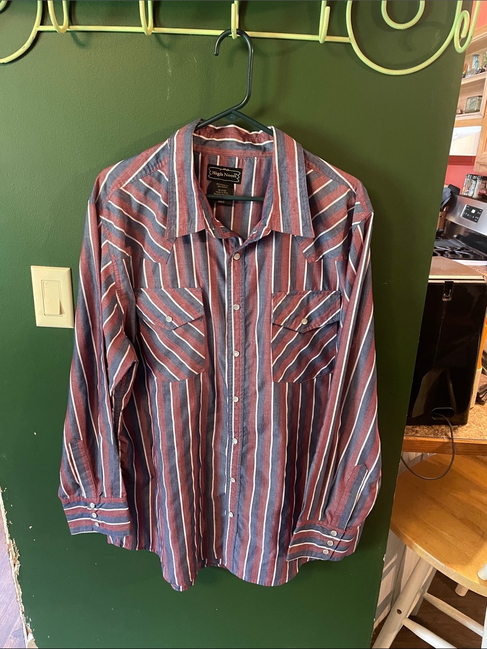 High Noon Men’s Western Cowboy Long Sleeve Pearl Snap Button Up Size XL